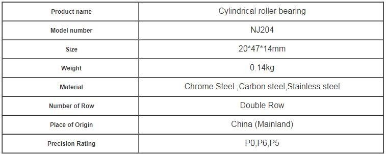 금관 악기 감금소 원통 모양 롤러 베어링 NU204/NJ204 정밀도 P5 P4 크기 20*47*14mm